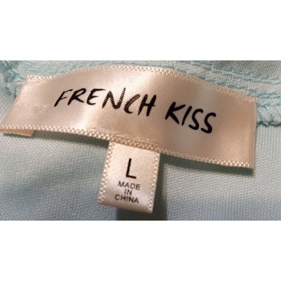 French Kiss Green Swirl Satin Nightie Nighty Nightdress Plunge Neckline Sz L - Picture 4 of 5
